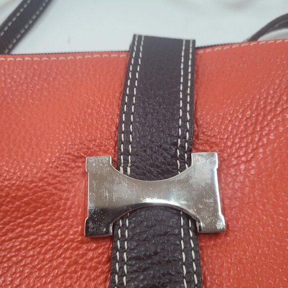 Zagara made in Italy Women's Leather Crossbody Purse Bag Orange One Size Snap Fr - Picture 7 of 11